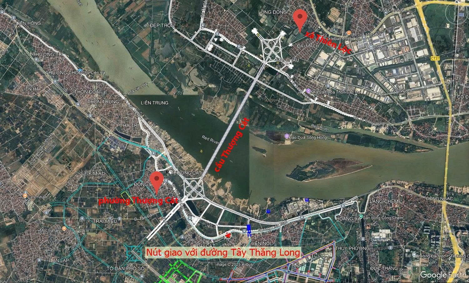 Cận cảnh vị trí xây dựng cầu Thượng Cát